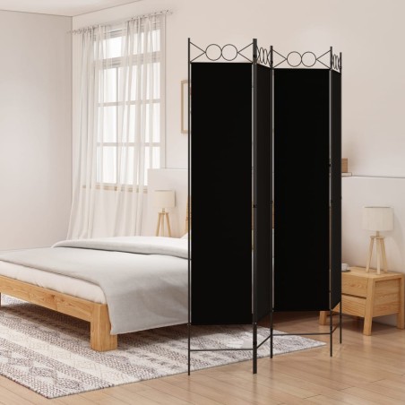 vidaXL Biombo divisor de 4 paneles de tela negro 160x200 cm