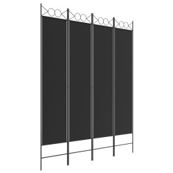 vidaXL Biombo divisor de 4 paneles de tela negro 160x200 cm