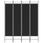 vidaXL Biombo divisor de 4 paneles de tela negro 160x200 cm