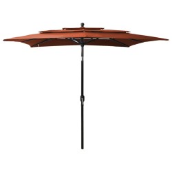 vidaXL Sombrilla de 3 niveles con poste de aluminio terracota 2,5x2,5m