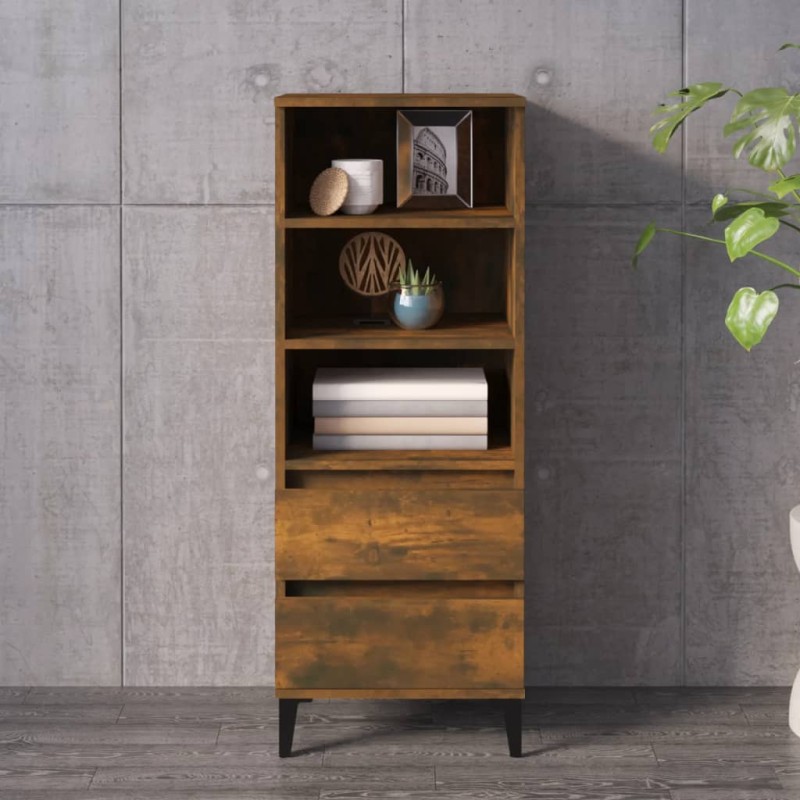 vidaXL Aparador alto madera contrachapada roble ahumado 40x36x110 cm vidaXL Aparador alto madera contrachapada roble ahumado 40x36x110 cm