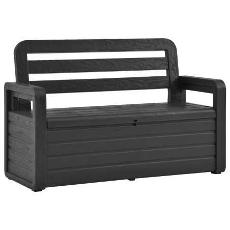 vidaXL Banco de almacenaje de jardín plástico gris antracita 132,5 cm