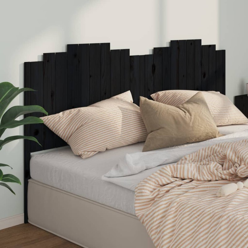 vidaXL Cabecero de cama madera maciza de pino negro 206x4x110 cm vidaXL Cabecero de cama madera maciza de pino negro 206x4x110 cm
