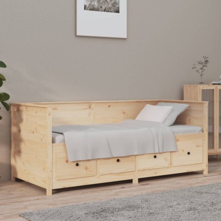vidaXL Sofá cama de madera maciza de pino 75x190 cm