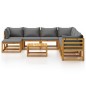 vidaXL Muebles de jardín 9 pzas cojines crema madera maciza de acacia vidaXL Muebles de jardín 9 pzas cojines crema madera maciza de acacia