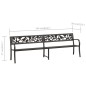 vidaXL Banco de jardín doble 246 cm acero negro vidaXL Banco de jardín doble 246 cm acero negro