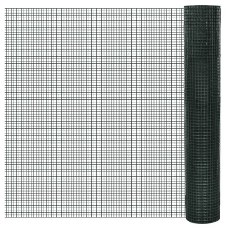 vidaXL Alambrada galvanizada con revestimiento de PVC verde 25x1 m