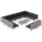 vidaXL Sofás de jardín 12 pzas cojines ratán sintético gris oscuro vidaXL Sofás de jardín 12 pzas cojines ratán sintético gris oscuro