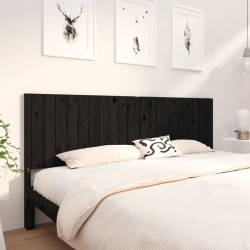 vidaXL Cabecero de cama madera maciza de pino negro 205,5x4x100 cm