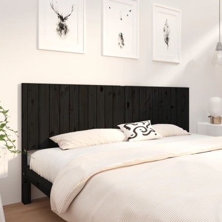 vidaXL Cabecero de cama madera maciza de pino negro 205,5x4x100 cm