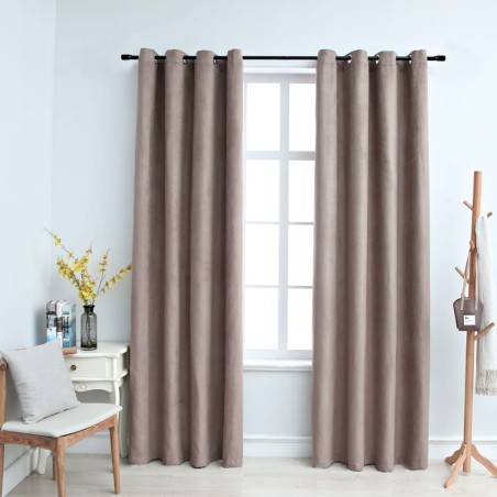 vidaXL Cortinas opacas con anillas de metal 2 piezas gris topo 140x225 cm