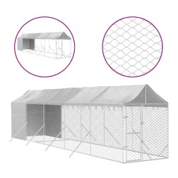 vidaXL Perrera de exterior con toldo acero galvanizado plata 2x10x2,5m