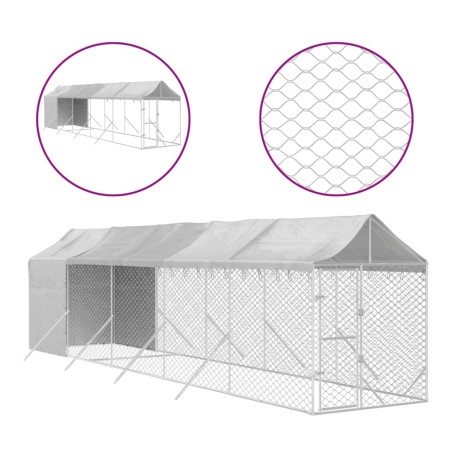 vidaXL Perrera de exterior con toldo acero galvanizado plata 2x10x2,5m