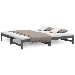 vidaXL Sofá cama extraíble madera maciza de pino gris 2x(90x200) cm