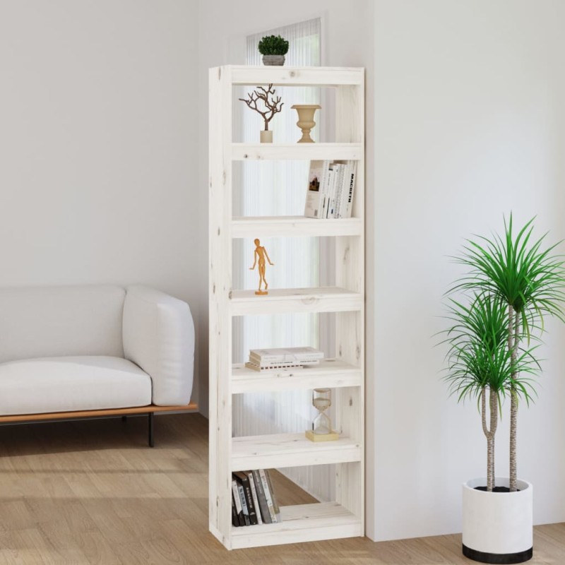 vidaXL Estantería/divisor de espacios madera pino blanco 60x30x199,5cm vidaXL Estantería/divisor de espacios madera pino blanco 60x30x199,5cm
