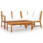 vidaXL Muebles de jardín 4 pzas cojines crema madera maciza de acacia 