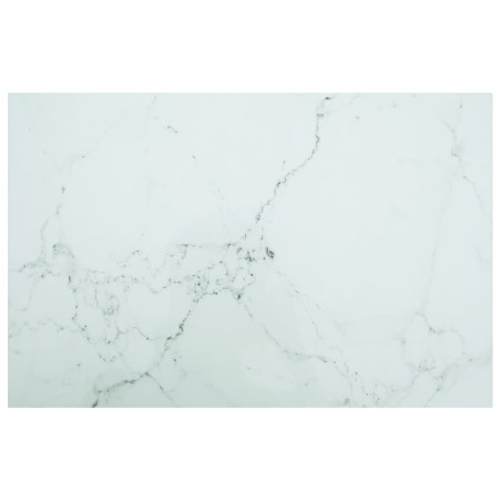 vidaXL Tablero mesa diseño mármol vidrio templado blanco 100x62 cm 8mm