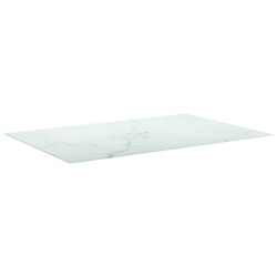 vidaXL Tablero mesa diseño mármol vidrio templado blanco 100x62 cm 8mm