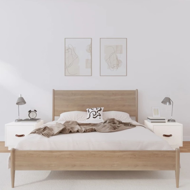 vidaXL Mesitas de noche 2 uds madera maciza pino blanco 40x34x35 cm vidaXL Mesitas de noche 2 uds madera maciza pino blanco 40x34x35 cm