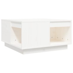 vidaXL Mesa de centro de madera maciza de pino blanco 60x61x32,5 cm