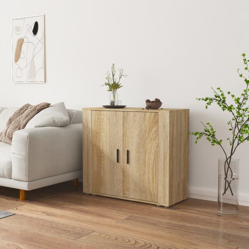 vidaXL Aparador madera contrachapada color roble Sonoma 80x33x70 cm vidaXL Aparador madera contrachapada color roble Sonoma 80x33x70 cm
