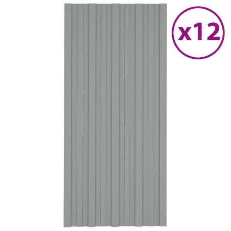 vidaXL Panel para tejado acero galvanizado gris 12 unidades 100x45 cm