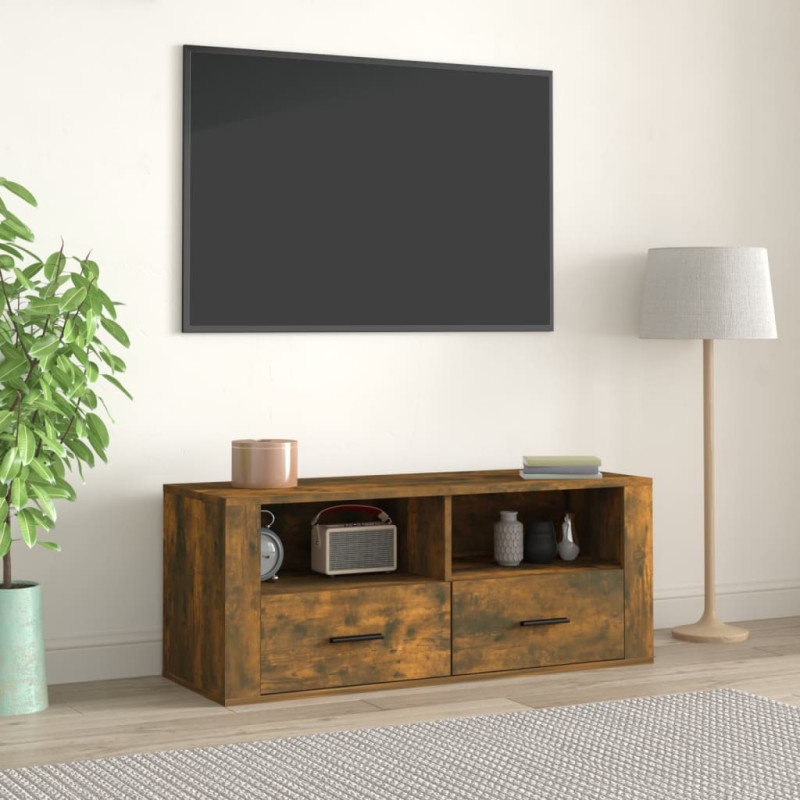 vidaXL Mueble para TV madera contrachapada roble ahumado 100x35x40 cm vidaXL Mueble para TV madera contrachapada roble ahumado 100x35x40 cm