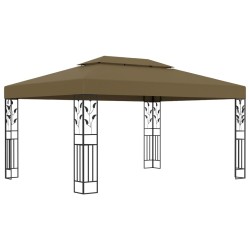 vidaXL Cenador con doble techo gris taupe 3x4m 180 g/m²