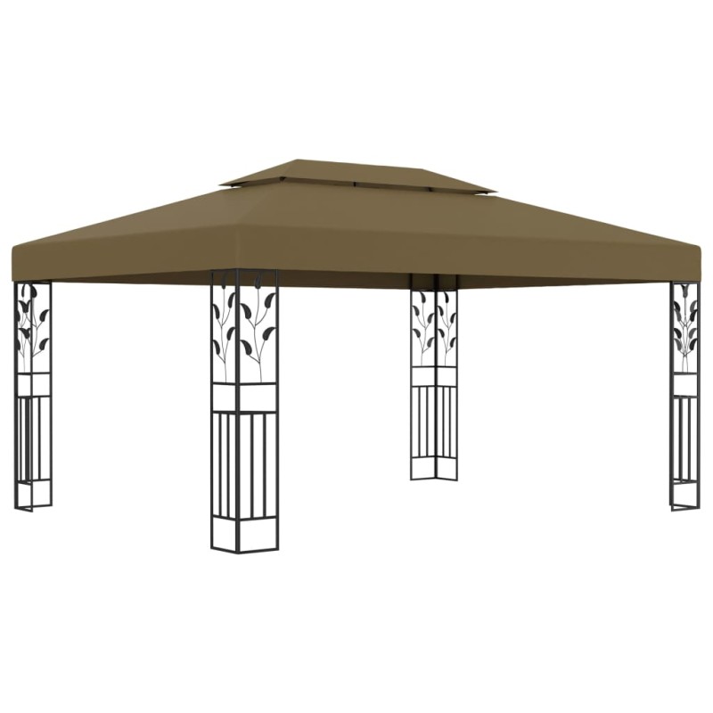 vidaXL Cenador con doble techo gris taupe 3x4m 180 g/m²