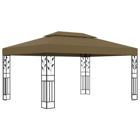 vidaXL Cenador con doble techo gris taupe 3x4m 180 g/m²