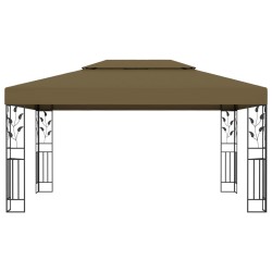 vidaXL Cenador con doble techo gris taupe 3x4m 180 g/m²