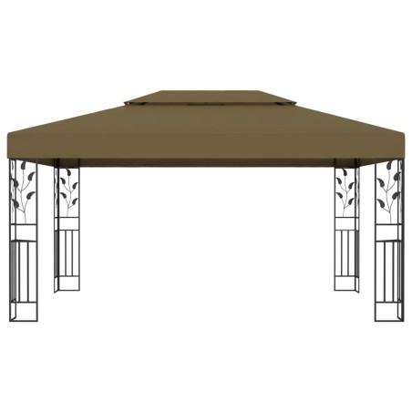 vidaXL Cenador con doble techo gris taupe 3x4m 180 g/m²