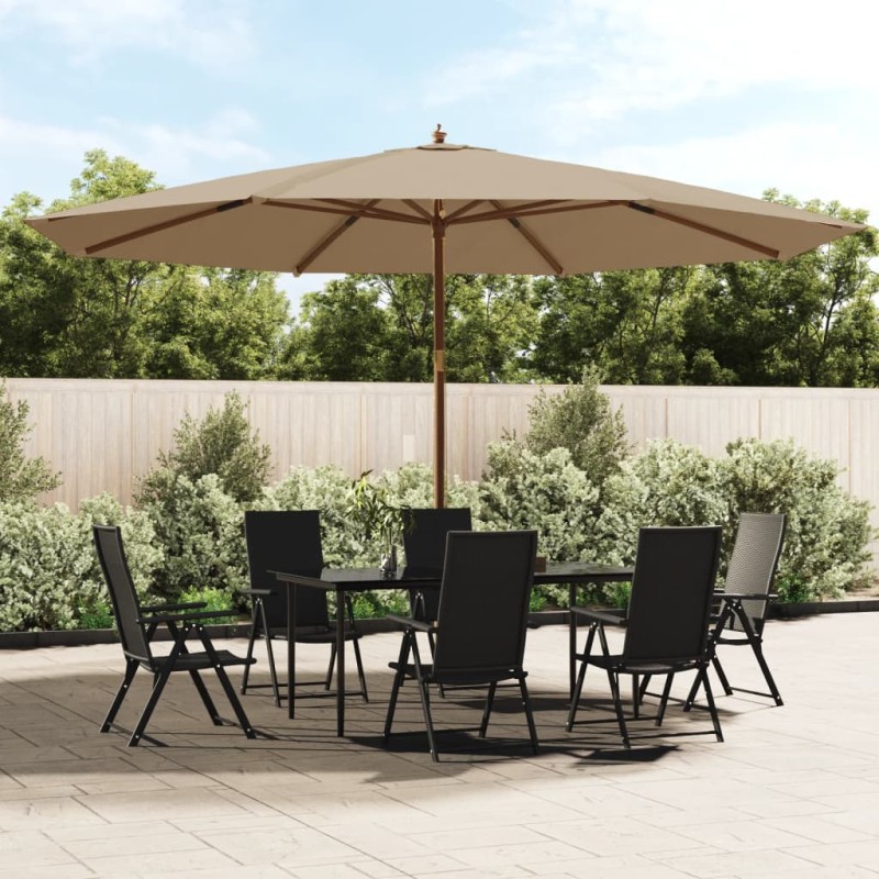 vidaXL Sombrilla de jardín con poste de madera gris taupé 400x273 cm vidaXL Sombrilla de jardín con poste de madera gris taupé 400x273 cm