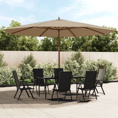 vidaXL Sombrilla de jardín con poste de madera gris taupé 400x273 cm
