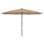 vidaXL Sombrilla de jardín con poste de madera gris taupé 400x273 cm vidaXL Sombrilla de jardín con poste de madera gris taupé 400x273 cm