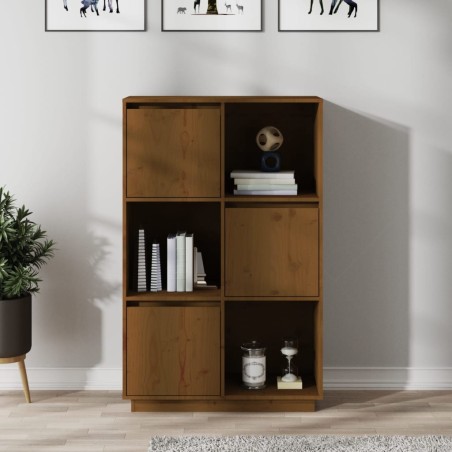 vidaXL Aparador alto de madera maciza de pino marrón miel 74x35x117 cm
