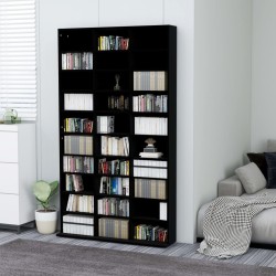 vidaXL Armario para CDs madera contrachapada negro 102x16x177,5 cm