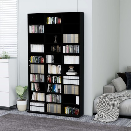 vidaXL Armario para CDs madera contrachapada negro 102x16x177,5 cm