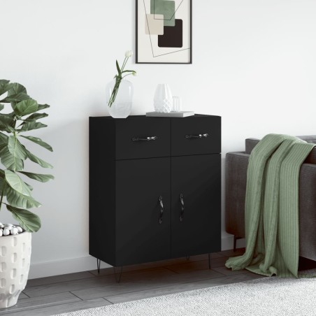 vidaXL Aparador de madera de ingeniería negro 69,5x34x90 cm