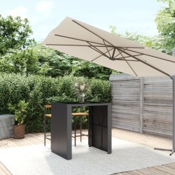 vidaXL Mesa alta bar ratán PE y superficie vidrio negro 105x80x110 cm