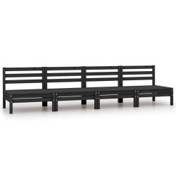 vidaXL Sofás central de jardín 4 unidades negro madera maciza de pino