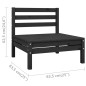vidaXL Sofás central de jardín 4 unidades negro madera maciza de pino