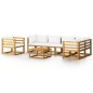 vidaXL Muebles de jardín 7 pzas cojines crema madera maciza de acacia vidaXL Muebles de jardín 7 pzas cojines crema madera maciza de acacia