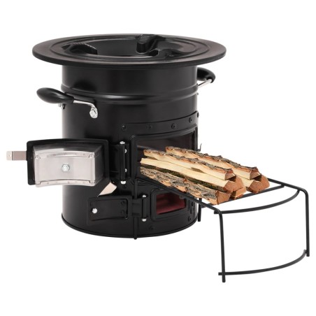 vidaXL Cocina de leña para camping acero negro 50x33,5x30,5 cm