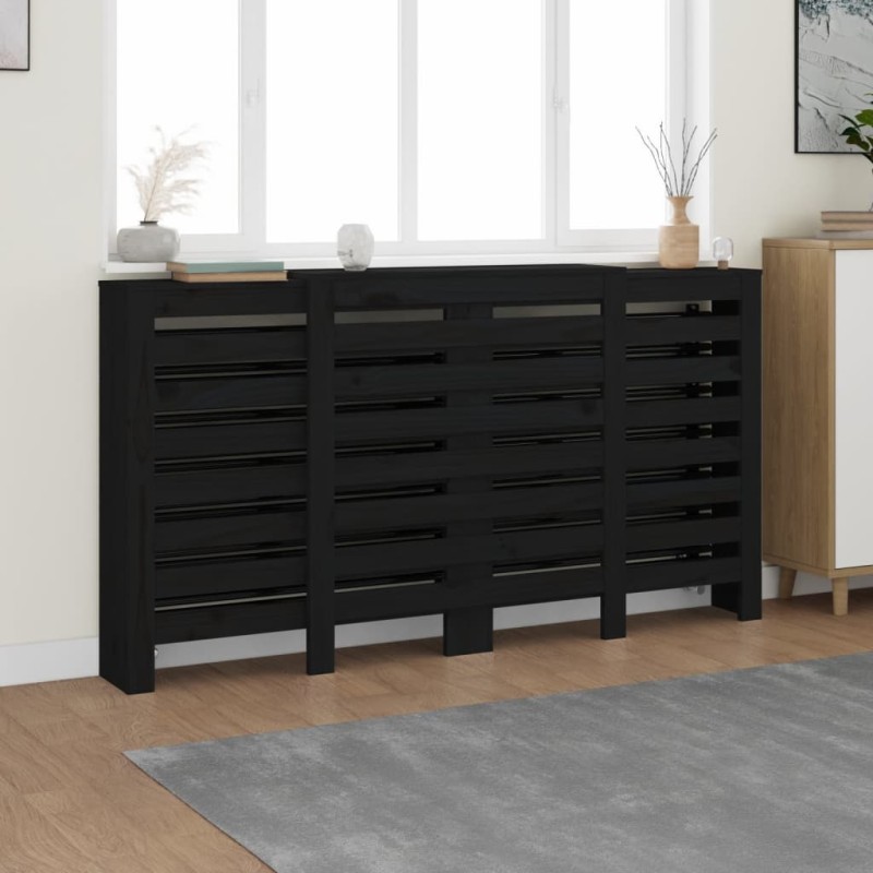 vidaXL Cubierta de radiador madera maciza de pino negro 210x21x85 cm vidaXL Cubierta de radiador madera maciza de pino negro 210x21x85 cm
