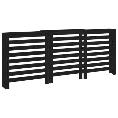 vidaXL Cubierta de radiador madera maciza de pino negro 210x21x85 cm
