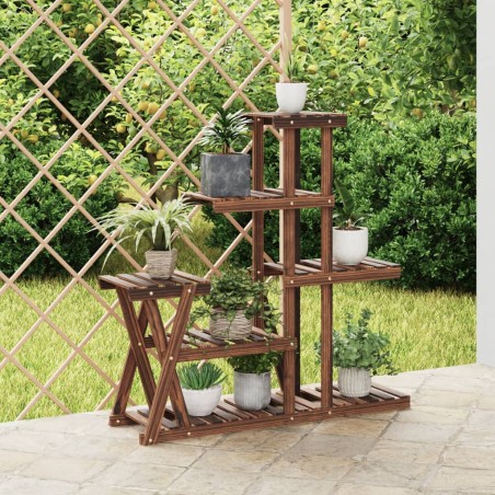 vidaXL Soporte para flores madera maciza de abeto 95x25x96 cm