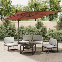 vidaXL Sombrilla colgante con poste de aluminio terracota 300x300 cm