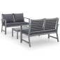 vidaXL Muebles de jardín 3 pzas cojines madera maciza de acacia gris