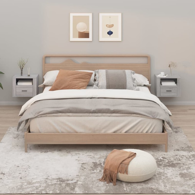 vidaXL Mesitas de noche de pared 2 uds gris Sonoma 50x36x40 cm vidaXL Mesitas de noche de pared 2 uds gris Sonoma 50x36x40 cm